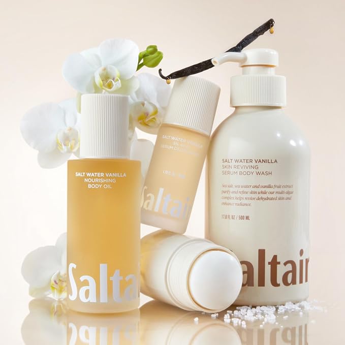 Saltair Body Oil - Luxurious Salt Water Vanilla After Shower and Bath Oil for Women and Men. Botanical, Non-Greasy, Well-Absorbing Moisturizer for Hydrating Dry Skin – 4oz Bottle