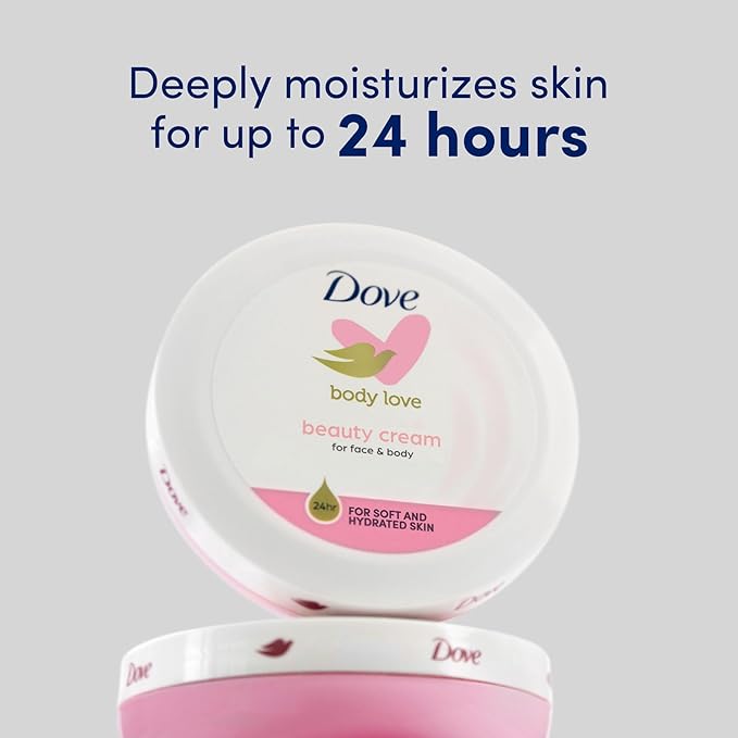 Dove Nourishing Body Care, Face, Hand, and Body Beauty Cream for Normal to Dry Skin Lotion for Women with 24-Hour Moisturization, 6-Pack, 5.07 Oz Each Jar