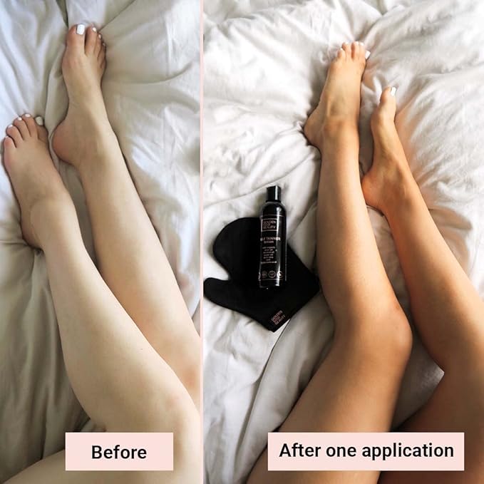 Organic Self Tanning Lotion for Natural Looking Tan-Fake Tan-Best Sunless Tanning Lotion for Bronze Skin-Best Self Tanners for Face and Body-with Tanning Mitt