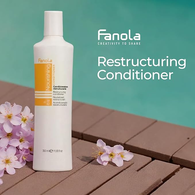 Fanola Restructuring Hair Conditioner for Women & Men - Hydrating Conditioner for Dry Hair with Argan & Linseed Oil - Repairing, Nourishing, Anti-Frizz Formula for Damaged Strands (33.8 Fl oz)