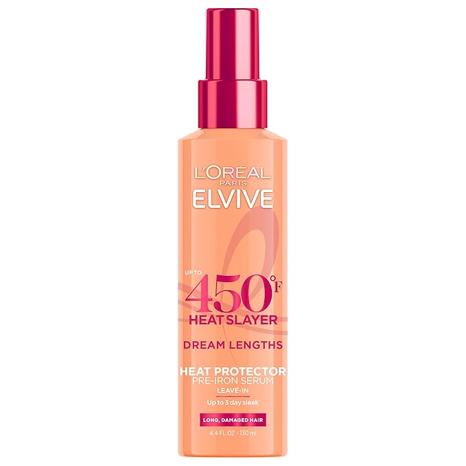L'Oreal Paris Elvive Dream Lengths Heat Slayer Pre-Iron Spray Leave-In, 4.4 Ounce | 4.4, Ounce