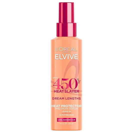 L'Oreal Paris Elvive Dream Lengths Heat Slayer Pre-Iron Spray Leave-In, 4.4 Ounce | 4.4, Ounce