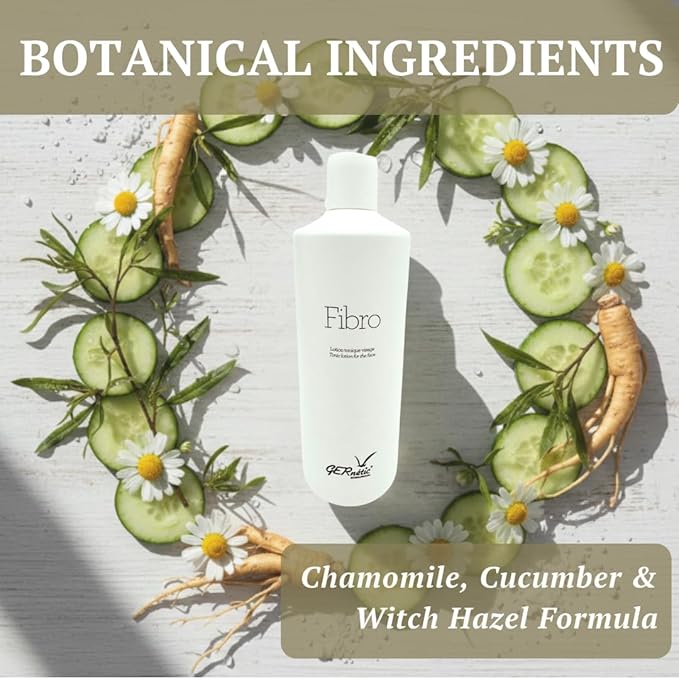 𝗚𝗲𝗿𝗻𝗲𝘁𝗶𝗰 Fibro Alcohol-Free Calming Tonic Lotion, Gentle Makeup Remover with Chamomile & Cucumber, for All Skin Types, 500ml/16.9 fl oz