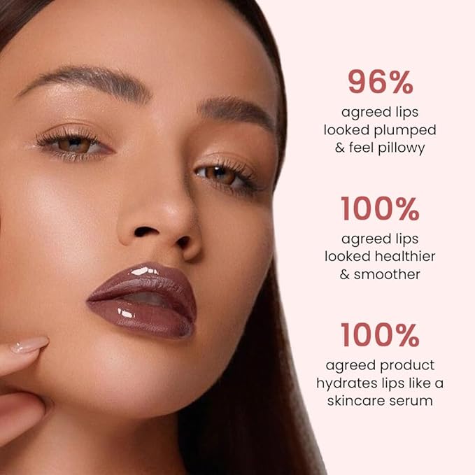 Lip Tinted Glowy Balm Hydrating Tinted Lip Serum Lip Gloss, Ultra-Hydrating Natural Vegan Lip Balm, Sheer-Tinted Shine & Hydration, Soothes & Softens Dry Lips Skincare (Dark Brown)