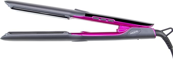 ANGENIL 2 in 1 Straightener and Curler, Ceramic Professional Flat Iron 1.75 Inch Wide, Anti-Scald Straightening Iron, Dual Voltage Hair Straightener for Women with Silicone Pad, LCD, 20S Fast Heating