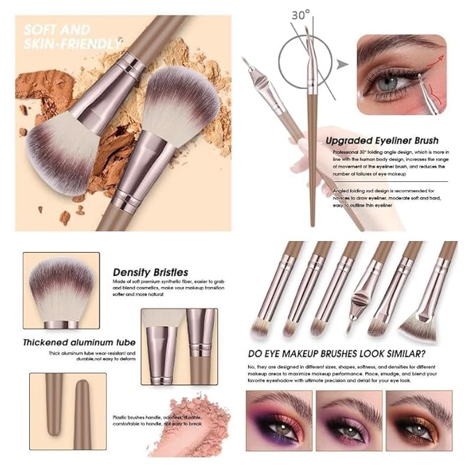 HGHDBT 53Pcs Brown Makeup Brushes Set Professional Makeup Kit Multi-functional Makeup Tool Set with Facial Makeup Accessories, Foundation Makeup Brush Kit Eye and Face Make up Brushes & Tools