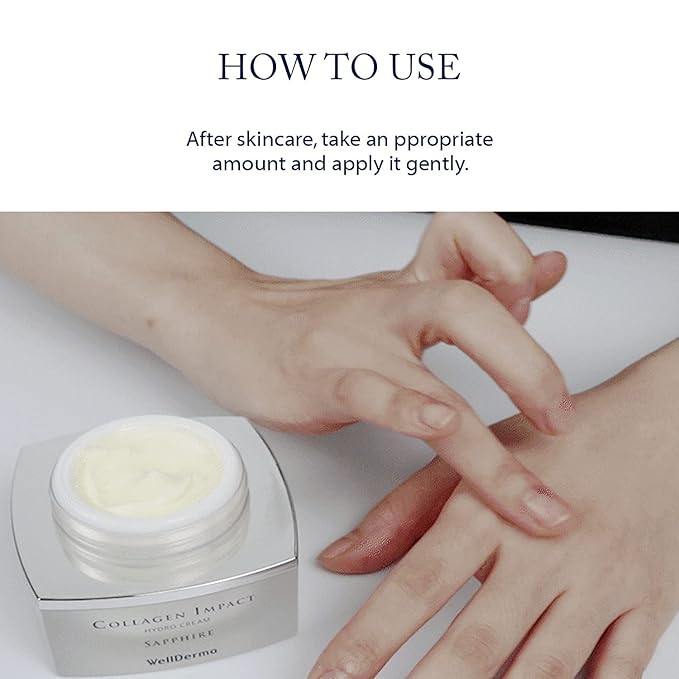 WELLDERMA Sapphire Collagen Impact Hydro Cream, 50g / 1.69 fl.oz – Hydrating & Balancing Face Moisturizer with Collagen Complex and Niacinamide