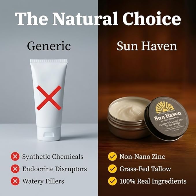 Sun Haven Mineral & Botanical Care for Sunny Days - Natural Protection | Non-Nano Zinc, Grass-Fed Tallow, Shea Butter & Botanicals | Reef-Safe, Non-Toxic, Family Friendly