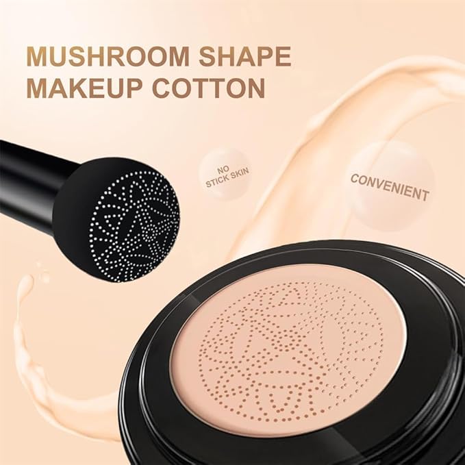 QUROXO Wonderninelife Beauty Cream, Beauty Linasi Clear Cover Beauty Cream, Beauty Cream Base,Mushroom Head Air Cushion Cc Cream, Moisturizing Concealer, Long Lasting (Ivory White)