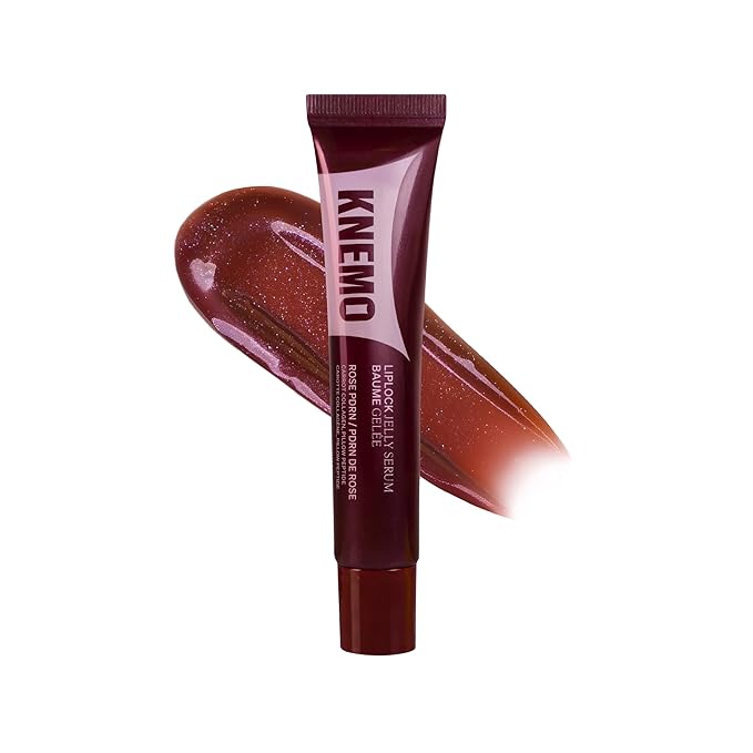 LipLock Jelly Serum for Dry Lips, Long-Lasting Hydration & Plumping Gloss with Rose PDRN, Carrot Collagen, Pillow Peptide, Moisturizing Tinted Lip Balm (Red Bean)