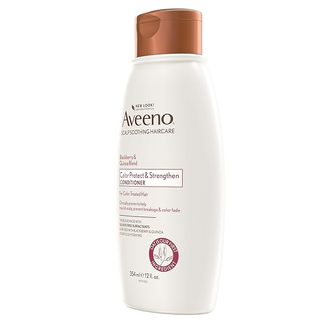 Aveeno Blackberry & Quinoa Strengthening Conditioner for Color-Treated Hair, Moisturizing, Color-Protecting, 12 fl oz