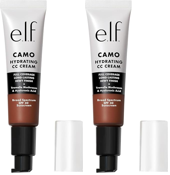 e.l.f. Hydrating Camo CC Cream, SPF 30, Color Correcting Full Coverage Foundation For A Dewy Finish, Vegan & Cruelty-Free, Deep 560 C (Pack of 2)