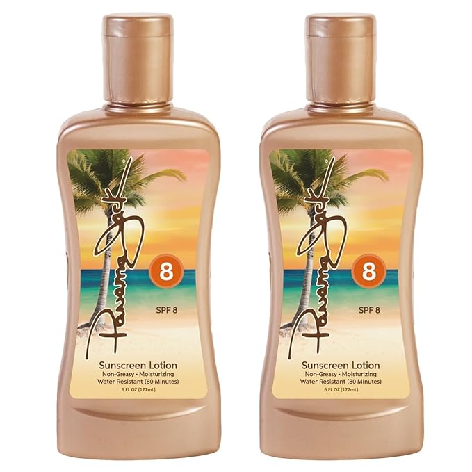 Panama Jack Sunscreen Tanning Lotion - SPF 8, PABA, Paraben, Gluten & Cruelty Free, Antioxidant Moisturizing Formula, 6 FL OZ (Pack of 2)