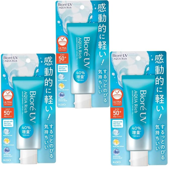 Japanese Sunscreen UV Aqua Rich Watery Essence SPF 50+ PA++++ – Lightweight Water-resistant Based UV Protection Essence for Face & Body,Oil-Free, Non-Greasy,Sensitive Skin Safe, Fragrance-Free (3)