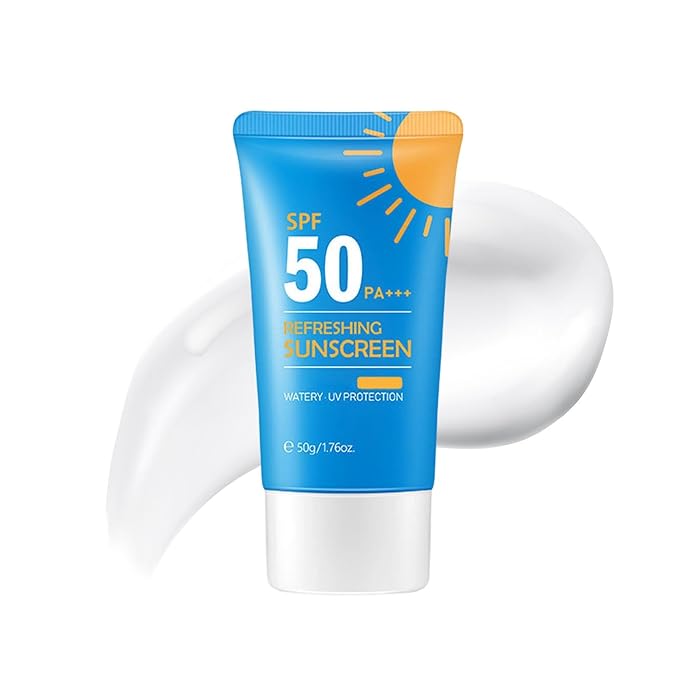 Refreshing Sunscreen for Face SPF 50, Korean Sunscreen Lotion for Oily, Sensitive Skin, Broad Spectrum UVA/UVB, Non-Greasy & Water Resistant (1pc)