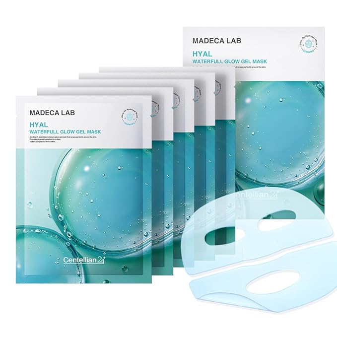 CENTELLIAN 24 Madeca Lab Hyal Waterfull Gel Mask (Hydrating Gel Mask, 5 pcs) – Deep Moisture & Cooling Sheet with 10-Layer Hyaluronic Acid, Korean Skin Care. TECA, Glycerin, Niacinamide.