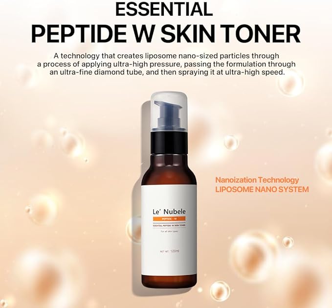 Le Nubele Essential Peptide W Skin Toner - Anti- Wrinkle & Firming Toner with Multi-Peptide Complex & EGF, Collagen Booster, Hydrating, Soothing & Barrier Care, Korean Skin Care 120ml / 4.05 fl.oz