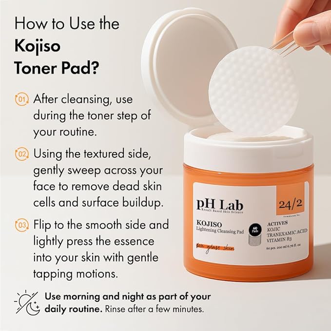 pH Lab Kojiso Toner Pad, Supports Skin Texture & Enhances Natural Glow, 60 Pads