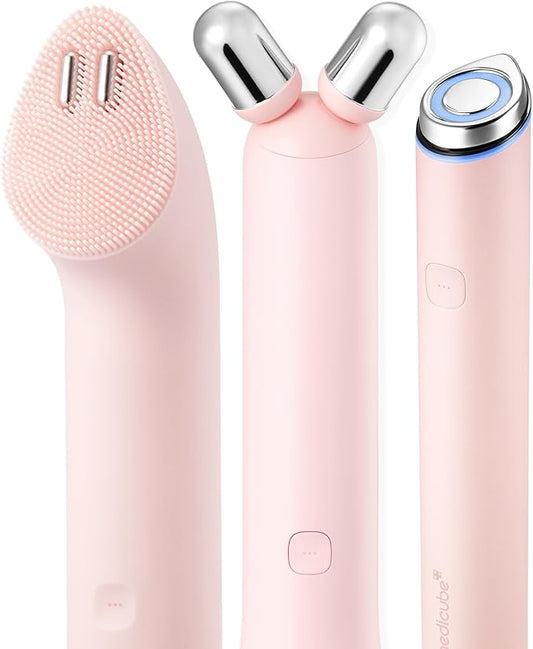 medicube Mini Booster Pro Plus Full Facial Device Set | 3-in-1 Korean Facial Device for Makeup Removal & Pore Cleansing, Skin Definition & Body Care, Skincare Boost with 3 Modes | Pink