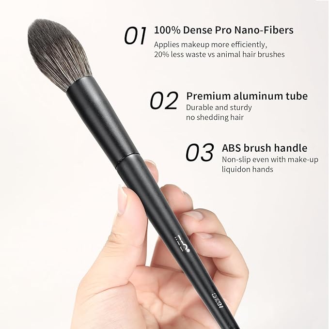 MSQ Blush Powder Makeup Brush for Blush & Bronzer, Eco-Friendly Premium Makeup Brush, Synthetic Bristles, Ideal for Highlighting, Defining, Blending, Blush, Contour