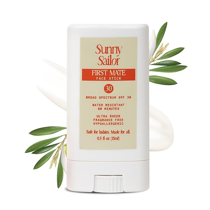 First Mate Face Sunscreen Stick — SPF 30, Reef & Baby-Safe, UVA/UVB Protection Mineral Sunscreen Stick w/Clean Ingredients, No White Cast, 80 Min. Water Resistant, Purse Size (0.5 Oz.)