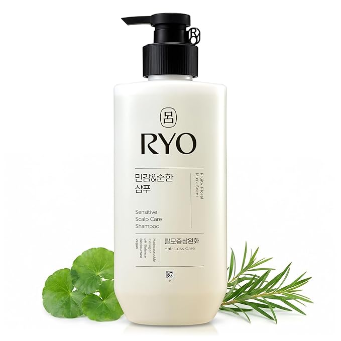 RYO Sensitive Scalp Care Shampoo with Korean Ginseng & Caffeine - Soothing and Relief for All Hair Type, Anti Loss Care, Dermatologist Tested, 16 Fl Oz.