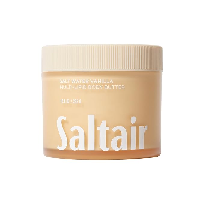 Saltair Multi-Lipid Body Butter - Rich, Nourishing Hydrating Body Cream with Ceramide Complex, Coconut Oil, Shea Butter, and Sea Buckthorn. Moisturizing Dry Skin Care. 10oz Jar - Salt Water Vanilla