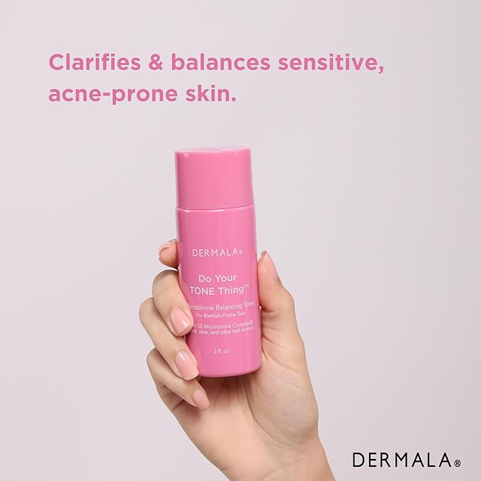 Dermala Do Your Tone Thing Balancing Toner | pH Balanced Solution PHA Oil Controlling Facial Toner for Blemish Prone Skin | Gentle Exfoliation Calms Hydrates Moisturizes for All Skin Types | 3 fl oz