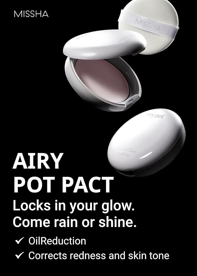 MISSHA Airy Pot Pressed Pink Powder Pact 5g/0.176 oz I Make Up Finishing Setting Powder For a Natural Radiant Finish