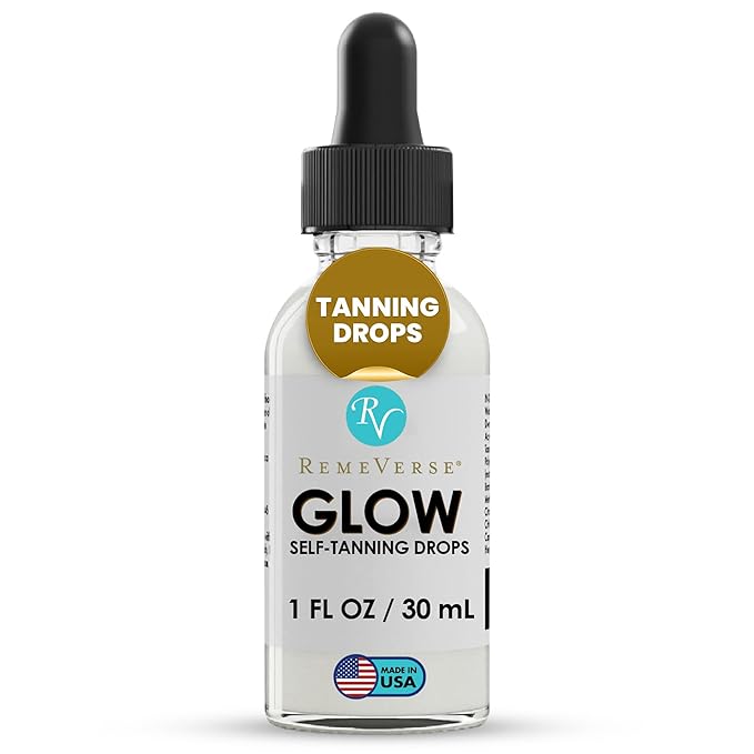 RemeVerse Glow Self-Tanning Drops - Sunless Tanner for a Sun-Kissed Glow - Achieve Natural-Looking Even Skin Tone, Control Results with Moisturizer for Face & Body - Ideal for All Skin Types - 1 oz