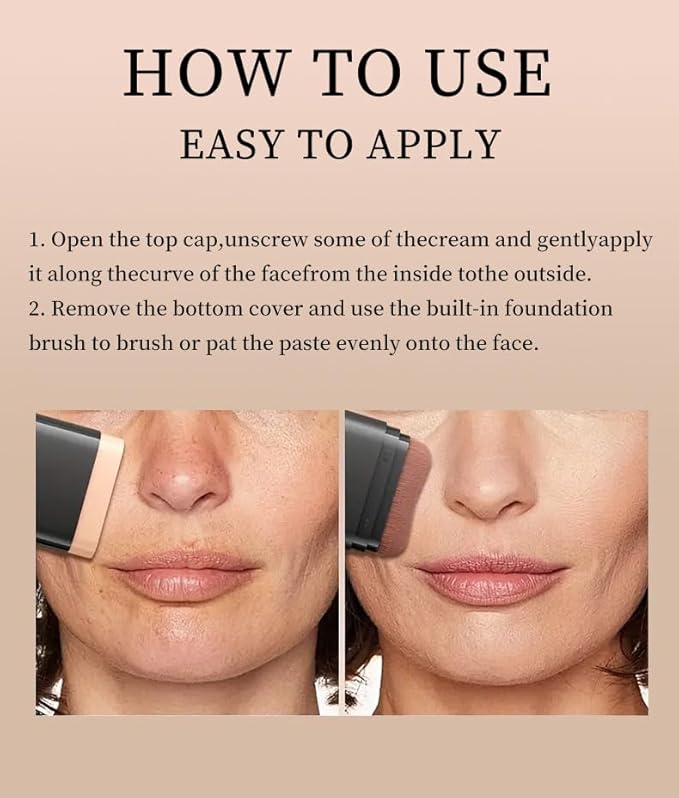 Foundation Stick, 2 in 1 Dual-Ended Long-Lasting Concealer Korean Foundation Contour Stick, Waterproof Contouring foundation with Brush, Full Coverage Matte Finish for Face Makeup(04#WHEAT)