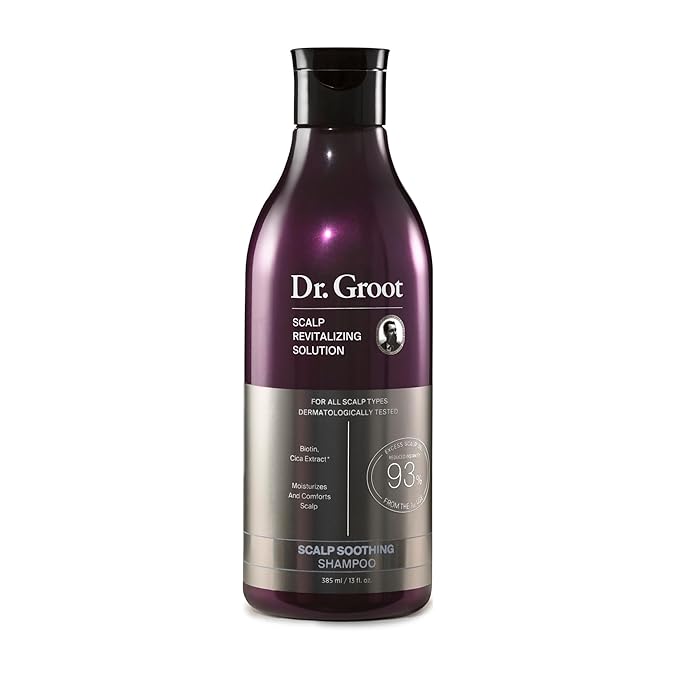 Dr. Groot Scalp Soothing Shampoo with Biotin, Centella, and Prebiotics - Moisturizing Kbeauty Solution for Dry Scalp, Korean Hair Care, Scalp Revitalizing Shampoo