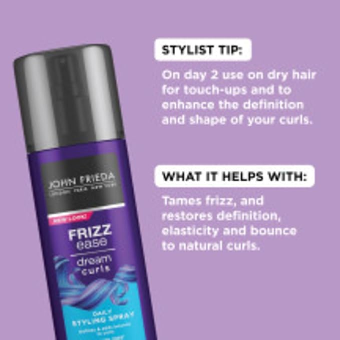 John Frieda Anti Frizz,Frizz Ease Dream Curls Daily Styling Spray for Curly Hair,Magnesium-enriched Formula,6.7 Oz,(Pack of 6)