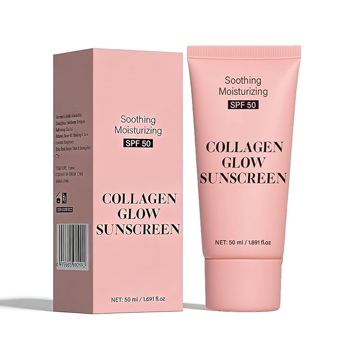 Collagen Sunscreen SPF 50, Moisturizer Sunscreen for Face, Broad Spectrum Sunscreen for Face & Body, Lightweight Non-Sticky Hydrating Lotion,Travel Size (1pc)