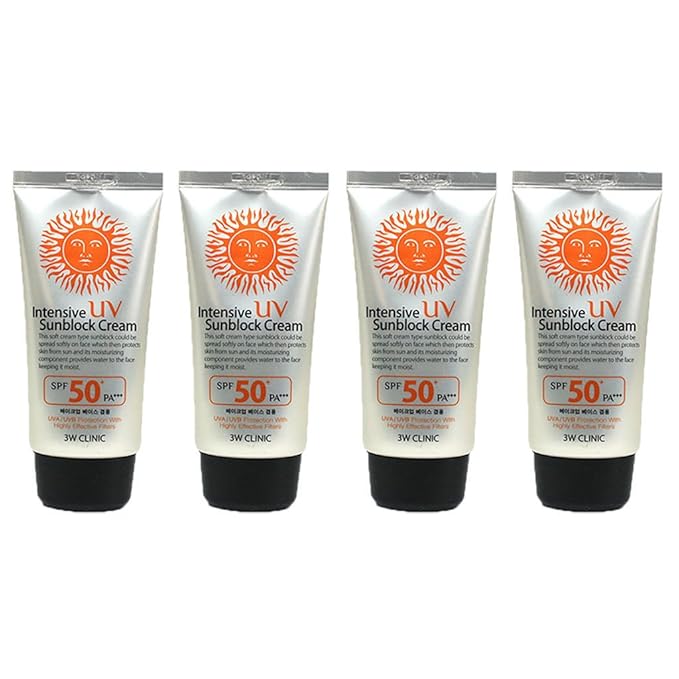 3W Clinic Intensive UV Sunscreen Sunblock Cream 4 Pack SPF50+ / PA+++ 70ml (2.3oz)