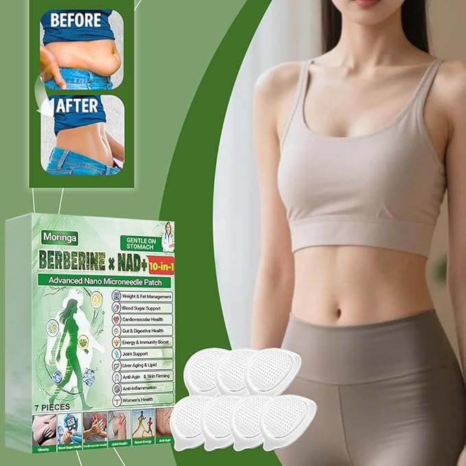 Moringa Patch,New Professional Moringa 10-in-1 Nano Microdarts Patch,New berberine patches,Natural Body Patchs for Women and Men,Suitable for All Skin Types (3 boxes)