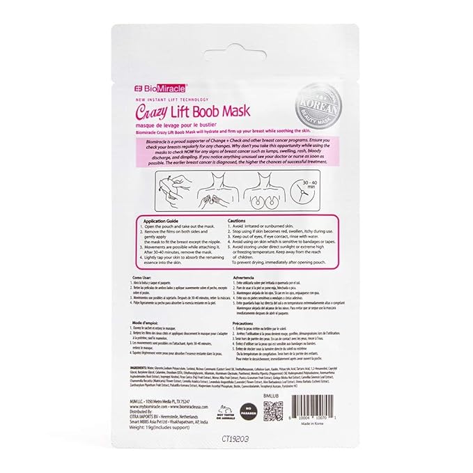 BioMiracle Breast Lift Mask - Hydrates Skin, Firms Breasts, Soothes Irritation, Fragrance Free