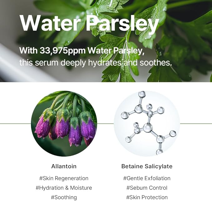 ROUME Water Parsley Facial Toner (33,975ppm) - Pore Minimizing & Sebum Control for Oily & Combination Skin, Brightening & Anti-Aging Korean Skincare for Glass Skin, 6.76 fl.oz (200ml)