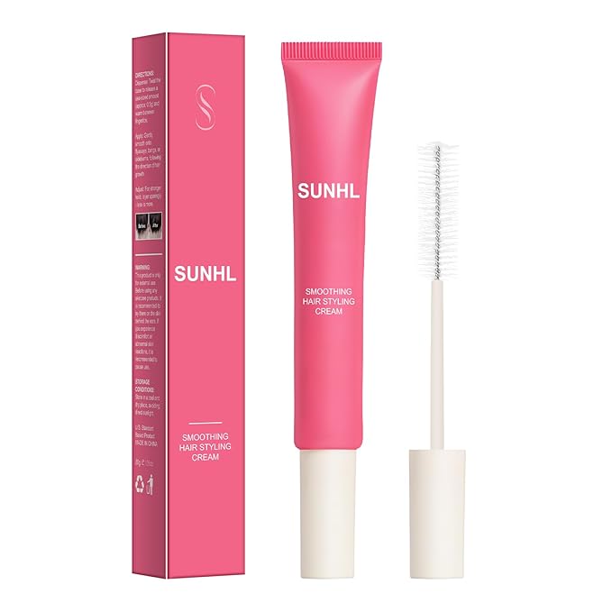 Sunnyholiday Styling Cream for Hair, Taming Wand 3-in-1 Formula Controls Flyaways, Smooths Frizz & Styles Edges Lightweight Hold, No Flaking, Slick Back Hair Products for All Hair Types (0.6 oz.).