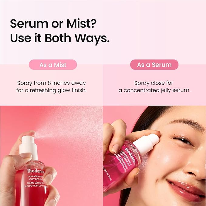 BIODANCE Collagen Peptides Jelly Serum Mist, Hydrating Face Mist, Plumping, Anti-Aging Face Spray, Sprayable Hydrogel, Travel Essentials & Self Care Gifts for Women, Korean Skin Care | 1.69 fl.oz