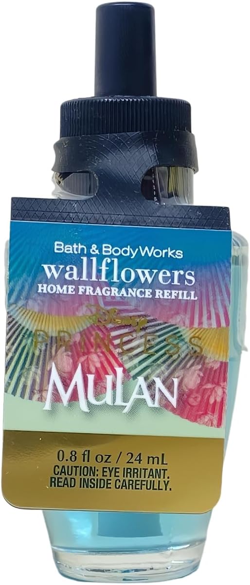 Bath & Body Works Limited Edition Princess Collection Mulan 4 Wallflowers Home Fragrance Refill Bulbs with a Peach Gardenia Sample Soap