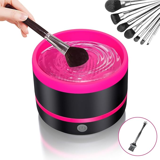 Pinkiou Makeup Brush Cleaner Machine, Electric Makeup Brush Cleaner IPX7 Waterproof USB Cosmetic Brush Cleaning Machine Suitable for All Size Beauty Makeup Brush Set