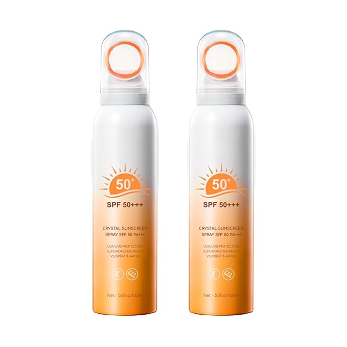 Mineral Sunscreen Spray SPF 50, 360° Mist, Broad-Spectrum UVA/UVB Protection, Lightweight & Non-Greasy, Travel Size Sunscreen Spray for Face & Body, Water & Sweat Resistant，5.07oz/150ml (2 pack)