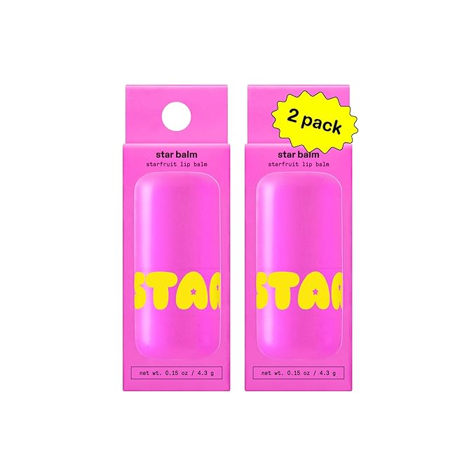 Starface Star Balm Starfruit, Hydrating Lip Moisturizer with Shea Butter, Cocoa Butter, and Coconut Oil, Juicy Starfruit Flavor, (0.15 oz, 2 Pack)