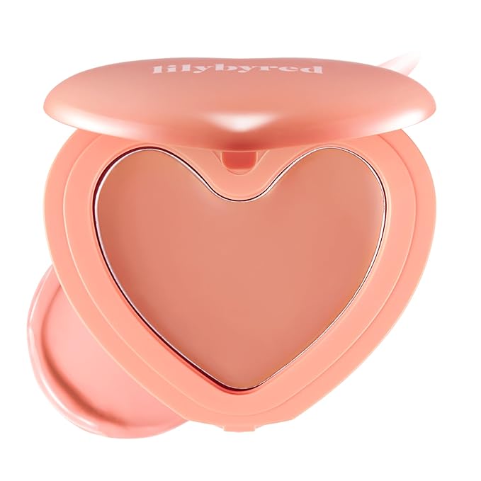 lilybyred Luv Beam Cheek Balm | Heart-Shaped Korean Cream Blush, Semi-Matte Finish, Long-Lasting, Blendable & Buildable, Soft Creamy Texture, Lightweight, Natural Flush, 0.12 oz. (17 Coral Peach)