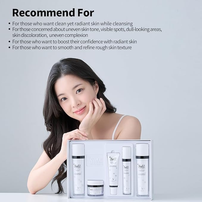 Sulhee Real White Skincare 5-piece Set | Facial care Kit, Moisturizer | Toner, Emulsion, Cream, Ampoule, Eyecream