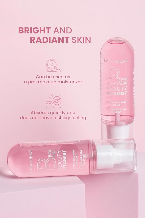Bade Natural Vitamin Mist with B12 & Rose Water – Refreshing Face Spray for Radiant, Hydrating and Revitalizing Facial Mist for Daily Use, 100 ml