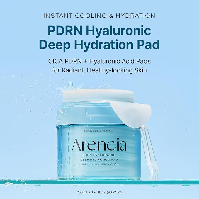 Arencia PDRN Hyaluronic Deep Hydration Toner Pads, 90 Count, 6.76 fl. oz, with 10 Types of Hyaluronic Acid for All Skin Types