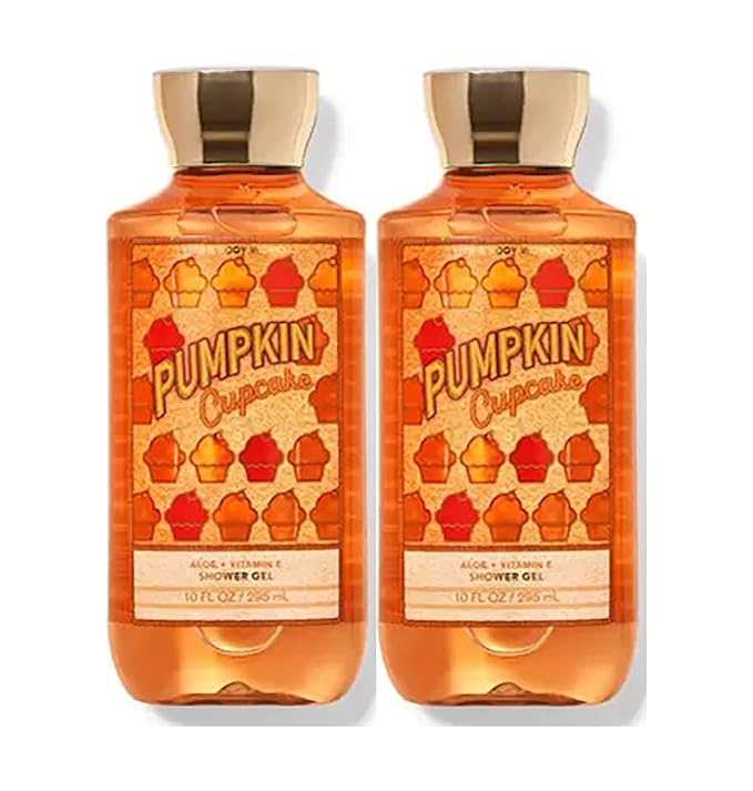 Bath & Body Works Pumpkin Cupcake Shower Gel Gift Sets 10 Oz 2 Pack (Pumpkin Cupcake) 20 Fl Oz