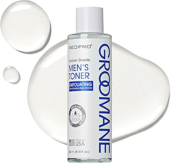 RED Pro GROOMANE Exfoliating Toner for Men, Barber-Grade Skincare, Soothes, Hydrates & Balances Skin, Reduces Bumps & Irritation, Smooth & Refreshed, Daily Groome Essential